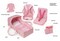 Badger Basket First Class 5-Piece Doll Travel Set - Pink/Stars